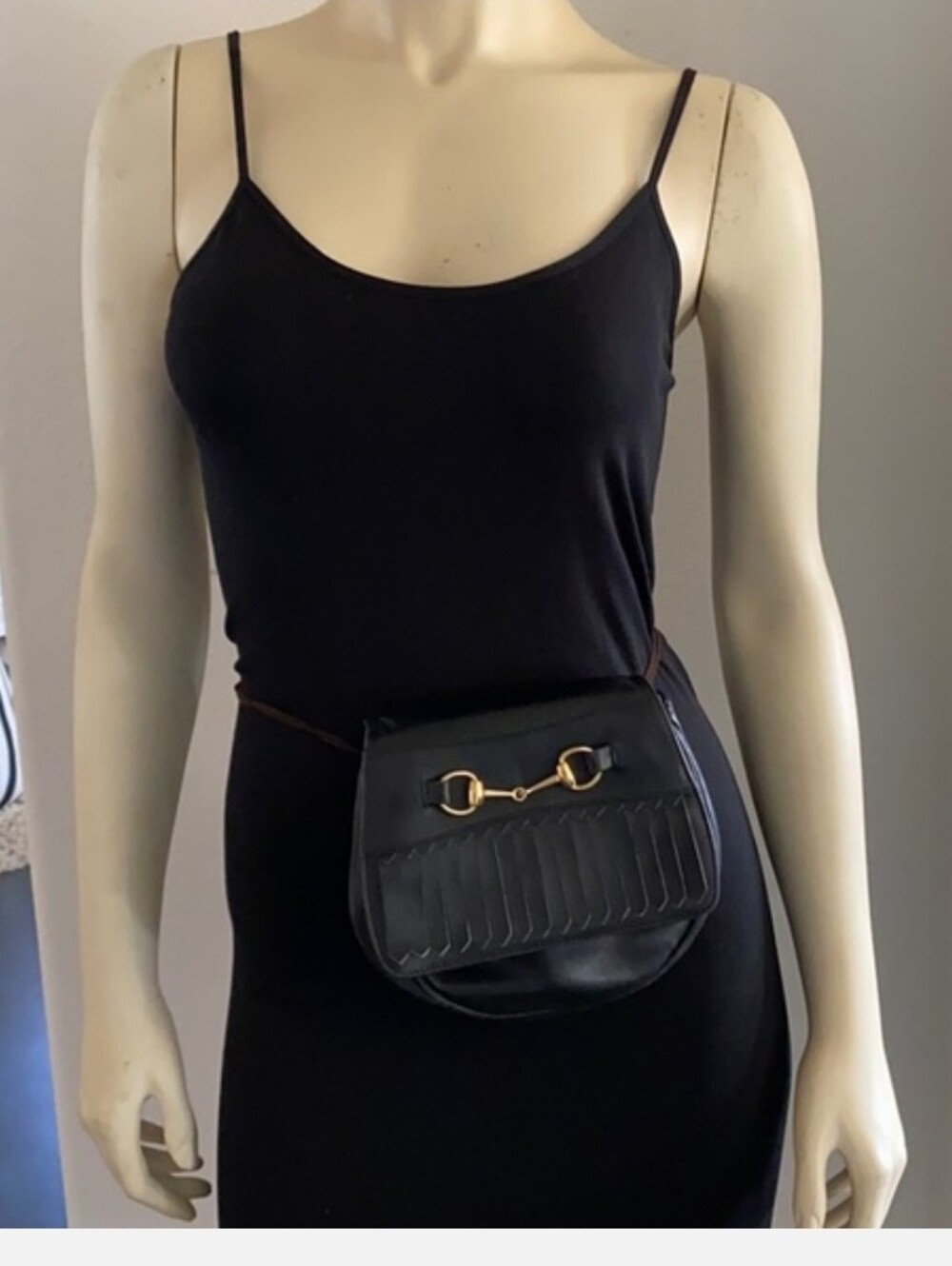 Gucci Vintage Black Calfskin Horsebit Belt Bag with Fringe - Picture 3 of 11